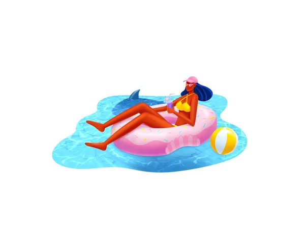 수영장에 있던 여자. 여름 과 바다에서의 천직 — 스톡 사진