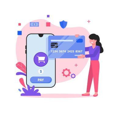 alışveriş ödemesi kredi kartı illüstrasyon vektörü