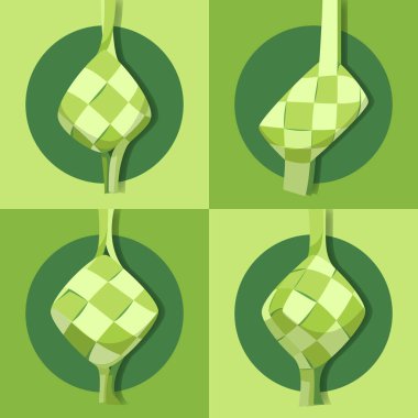 Kurban Bayramı için ketupat koleksiyonu düz illüstrasyon vektörü