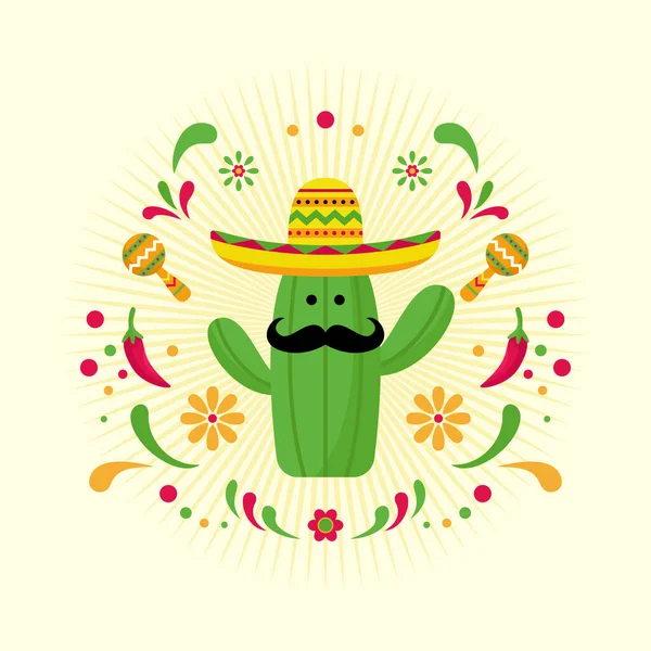 Cinco Mayo Concept Van Cactus Element Achtergrond — Stockvector