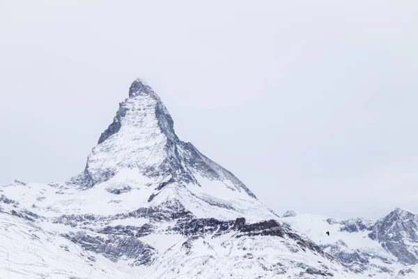 Matterhorn Κορυφή Στην Ελβετία Κοντά Zermatt Χειμώνα Καλύπτονται Χιόνι — Φωτογραφία Αρχείου