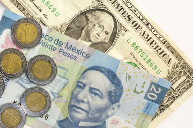 Meksika pezosu ve Amerikan doları.