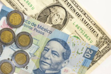 Mexican pesos with U.S. dollar clipart