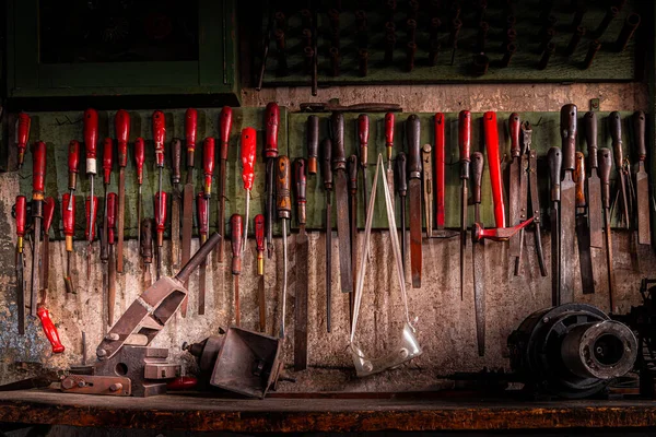 Altes Feilen Set Aus Metall Aus Der Werkstatt — Stockfoto