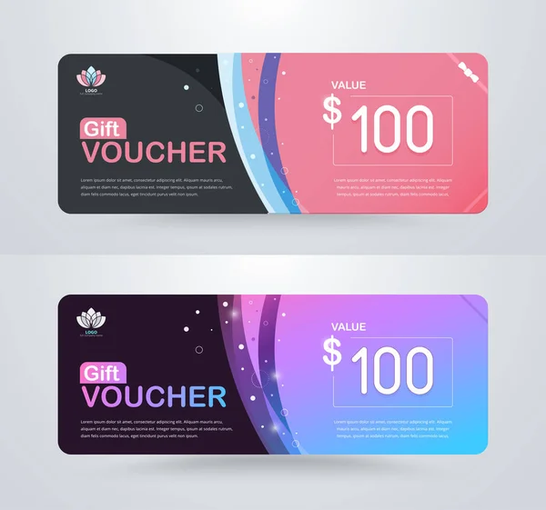 Projeto do modelo do cartão do voucher do presente. para o tempo especial, o melhor do cliente, agradecimento que dá, e a outra venda. ilustração vetorial . — Vetor de Stock