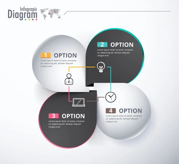 4 Elección de la etiqueta de diseño infográfico. Diagrama de negocios actuales. vec — Vector de stock