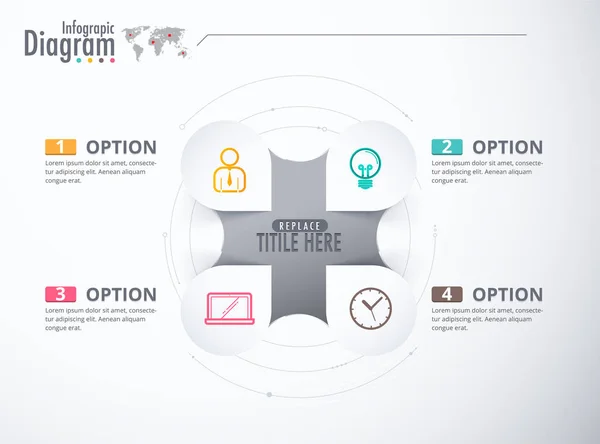 4 Desain infografis label pilihan. Diagram hadir bisnis. vec - Stok Vektor