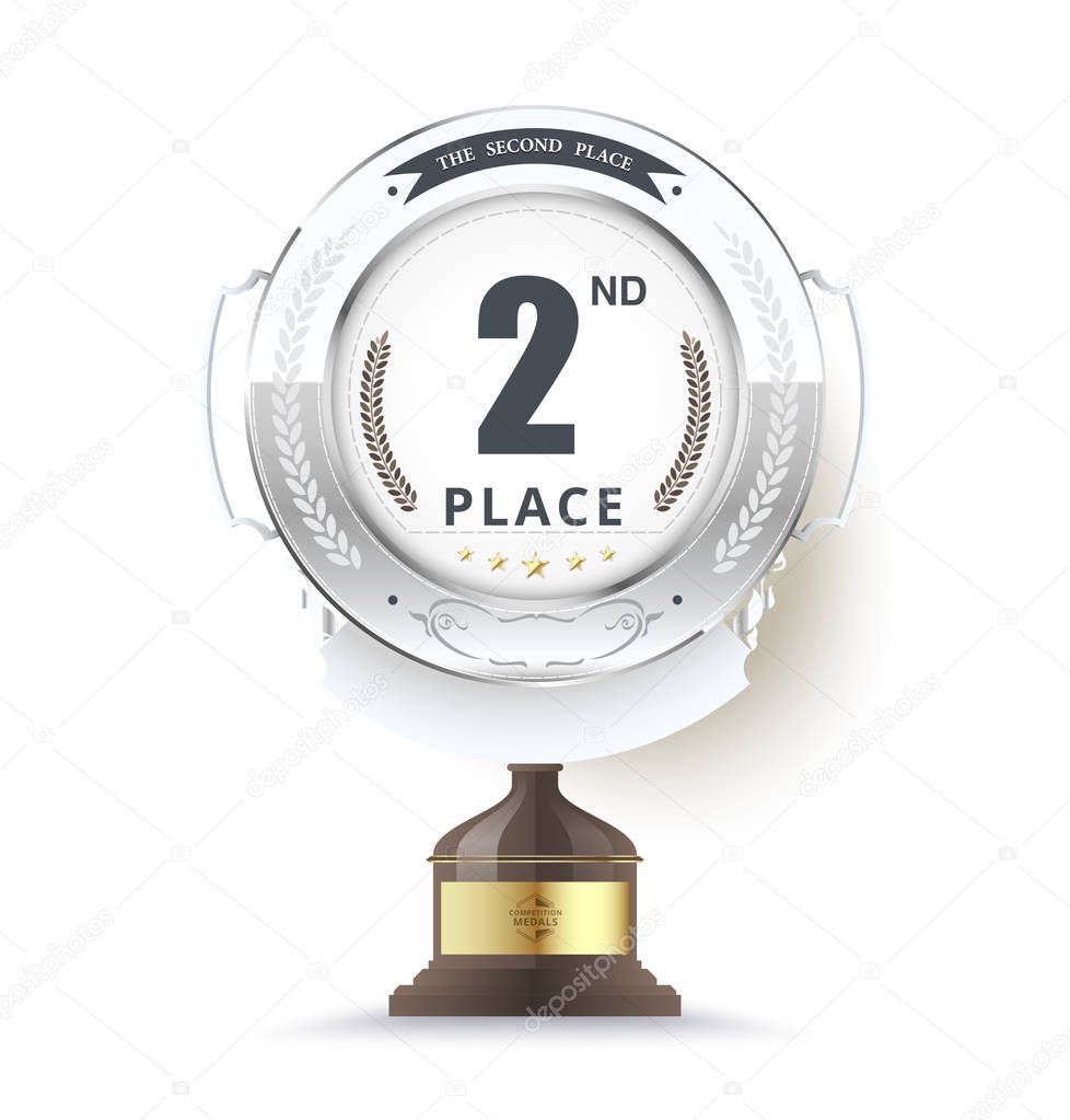 Silver trophy for second place. vector illustration