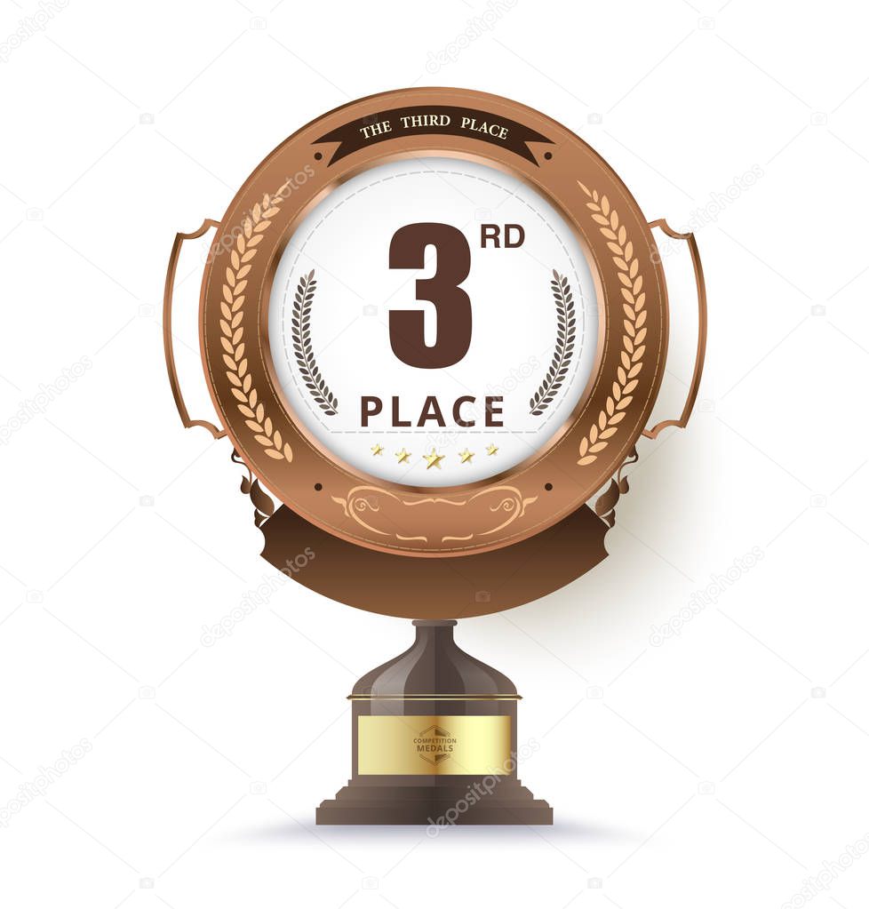 bronze trophy for third place. vector illustration