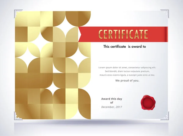 Gouden certificaat sjabloonontwerp. Luxe certificaat pagina — Stockvector