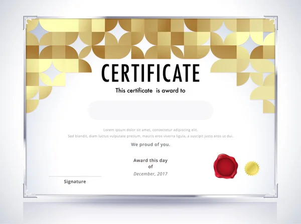 Gouden certificaat sjabloonontwerp. Luxe certificaat pagina — Stockvector