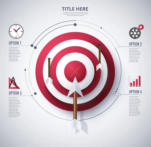 Diagrama infográfico del concepto Target y Gold. incluido un icono — Vector de stock