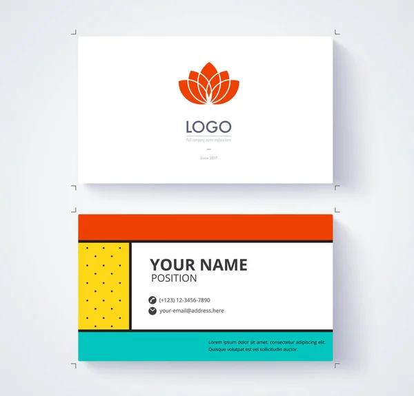 Business card template. Example logo and text position. vector card.