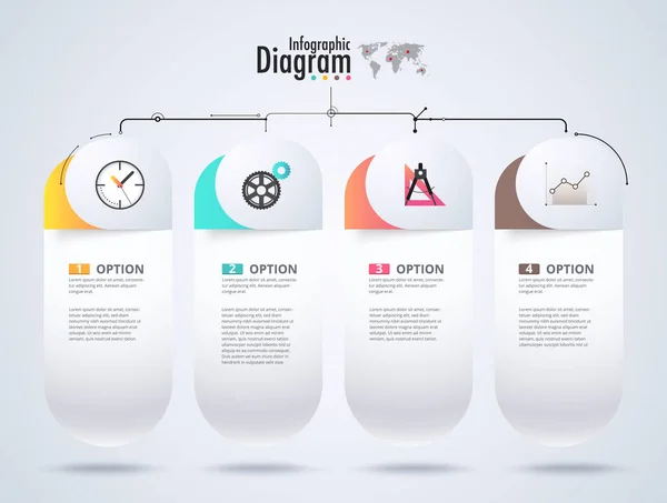 4 Elección del diagrama de infografía. Diagrama diagrama de flujo. vector illu — Archivo Imágenes Vectoriales