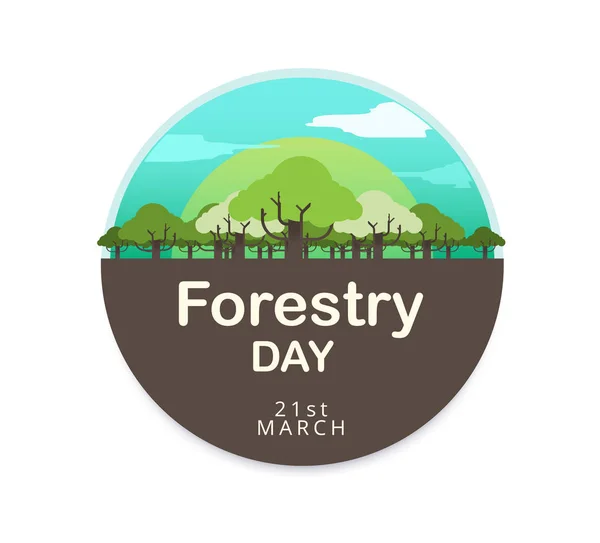 Design del logo della giornata forestale. illustrazione vettoriale . — Vettoriale Stock