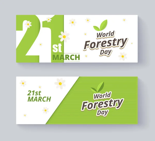 День лісового господарства Етикетка та дизайн банерів. Векторна ілюстрація . — стоковий вектор