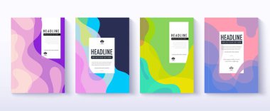 Sıvı renk tasarım kapakları. sıvı renk dönüşümü. kapak tasarım kümesi.