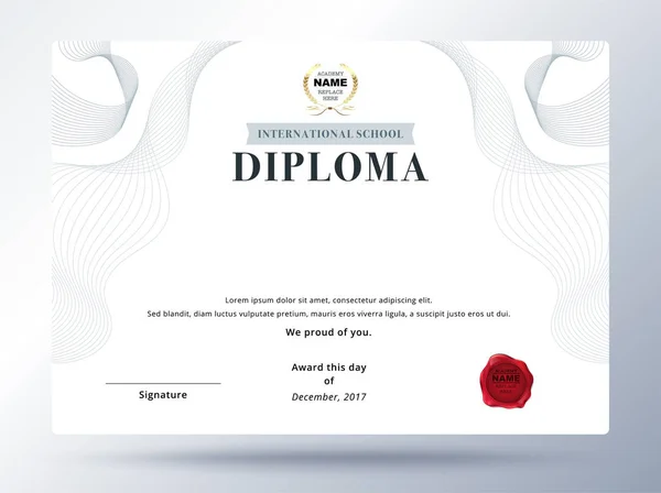 Diploma template design with simple concept. Education diploma d — Stock Vector