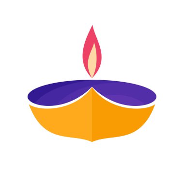Diwali Festivali simgesi düz tasarım. şirin renk diwali lamba vektör.