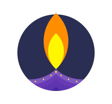 Diwali Festivali simgesi düz tasarım. şirin renk diwali lamba vektör.