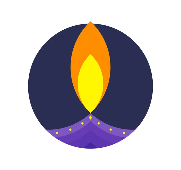 Diwali Icône Festival Design Plat Mignon Couleur Diwali Lampe Vecteur — Image vectorielle