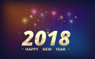 2018 mutlu yeni yıl arka plan. Kutlama havai fişek tasarım. basit havai fişek dekorasyon. vektör çizim.