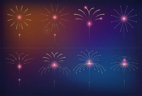 お祝い花火のデザイン 単純な花火の装飾 ベクトル図 — ストックベクタ