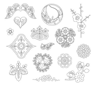 Asya geleneksel tasarım, baskı sanat sembol Asya. vektör çizim