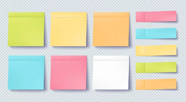 Adesivo post note conjunto isolado em fundo transparente. Papel —  Vetores de Stock