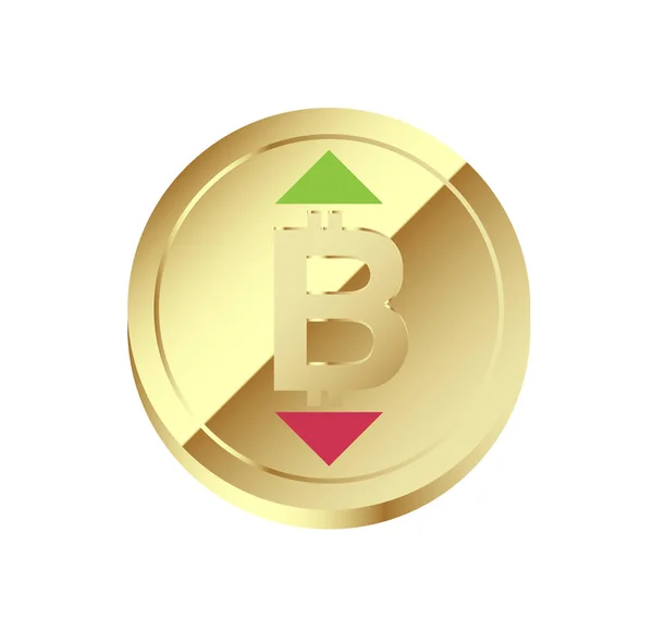Símbolo Bitcoin no verde Casino Chip isolado no branco. Bitcoin s — Vetor de Stock