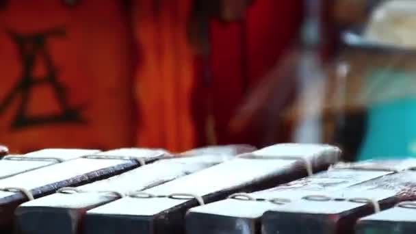 Lähikuva heimo Afrikkalainen muusikko Playing Marimba Kapkaupungissa, Etelä-Afrikka — kuvapankkivideo