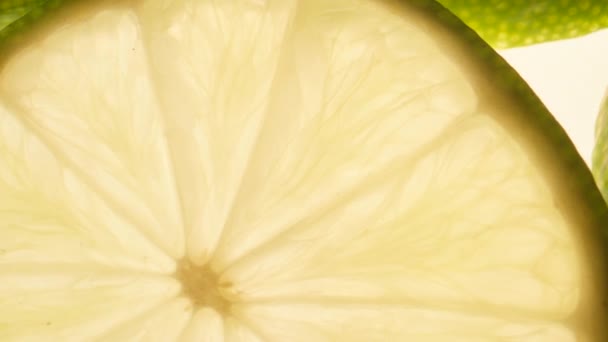 Slices Of Lime in Extreme Close Up Panning — Stock Video