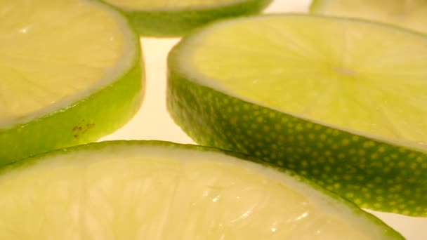 Slices Of Lime in Extreme Close Up Panning — Stock Video