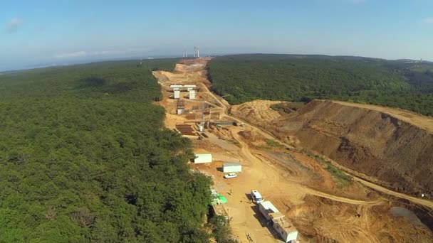 Veduta Aerea Della Deforestazione Costruire Ponte Strada Istanbul — Video Stock