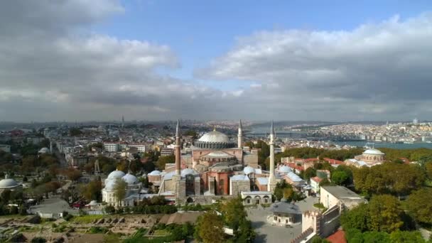 Hagia Sophia Uitzicht Vanuit Lucht Oude Stad Istanbul — Stockvideo