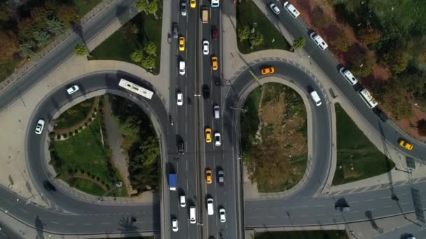 Stanbul Köprüsü Nde Trafik Havadan Tepetaklak Şehir Manzarası Çin Yukarı — Stok video