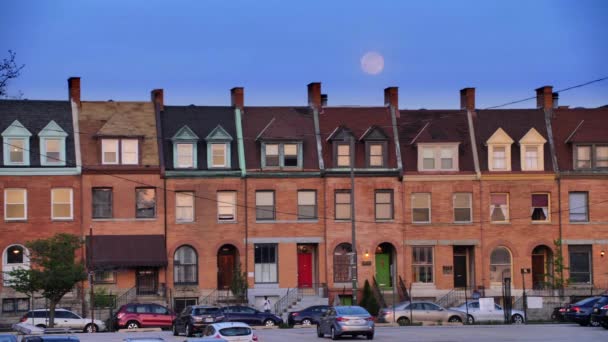 Baltimore Suburbs Sunset Beautiful Full Moon — Stock Video