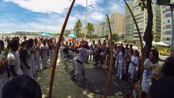 Tancerze Capoeira Plaży Copacabana Rio Janeiro Podczas Karnawału — Wideo stockowe