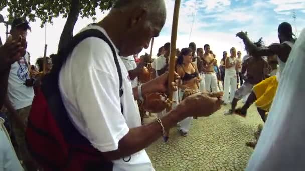 Capoeira Dancers Copacabana Beach Rio Janeiro Carnival — Stock Video