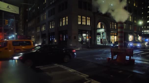 Coches Que Conducen Través Del Humo Ciudad Nueva York Por — Vídeo de stock