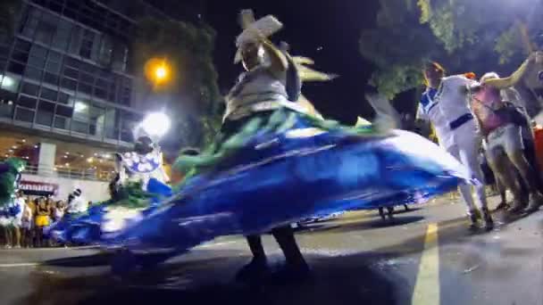 Carnaval Río Janeiro Desfile Callejero Viejo Bailando Samba — Vídeo de stock