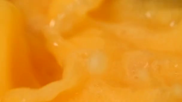 Orange Mandarin Lemon Juice Mixing Making Ice Cream Macro Super — стоковое видео