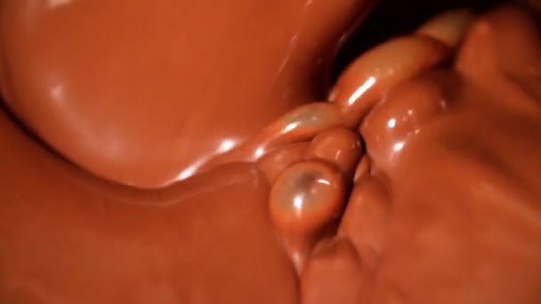 Melted Chocolate Mixing Macro Super Slow Motion — Stock Video