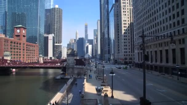 Chicago City View Door Het Raam Van Een Cta Trein — Stockvideo