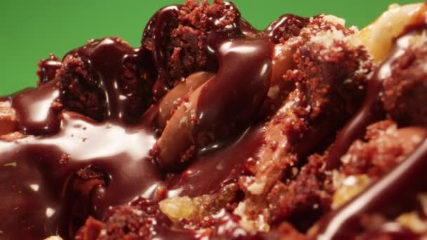 Macro Shot Suivi Fraîchement Fait Chocolat Browny Ice Cream Green — Video