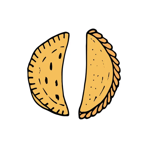 Empanada Comida Tradicional Mexicana Comida Rápida Esboço Desenhado Mão Ilustração — Vetor de Stock