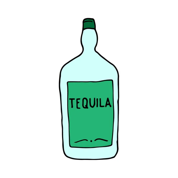 Tequila Bebida Alcohólica Tradicional Mexicana Boceto Dibujado Mano Ilustración Color — Vector de stock