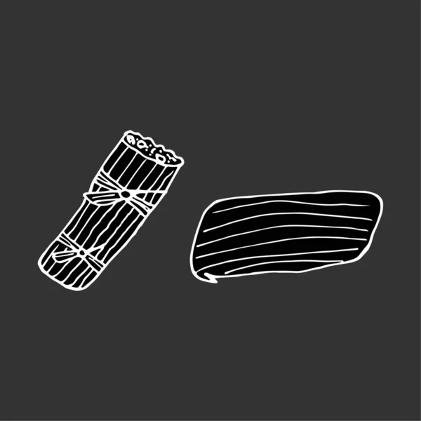 Tamale. Geleneksel Meksika yemekleri. Fast food. El çizimi karalama. Menü, poster, web ve paket tasarımı için vektör illüstrasyonu. Gri arkaplanda izole.
