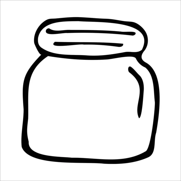 Barattolo Disegnato Mano Schizzo Contorno Oggetti Cucina Stile Doodle Illustrazione — Vettoriale Stock