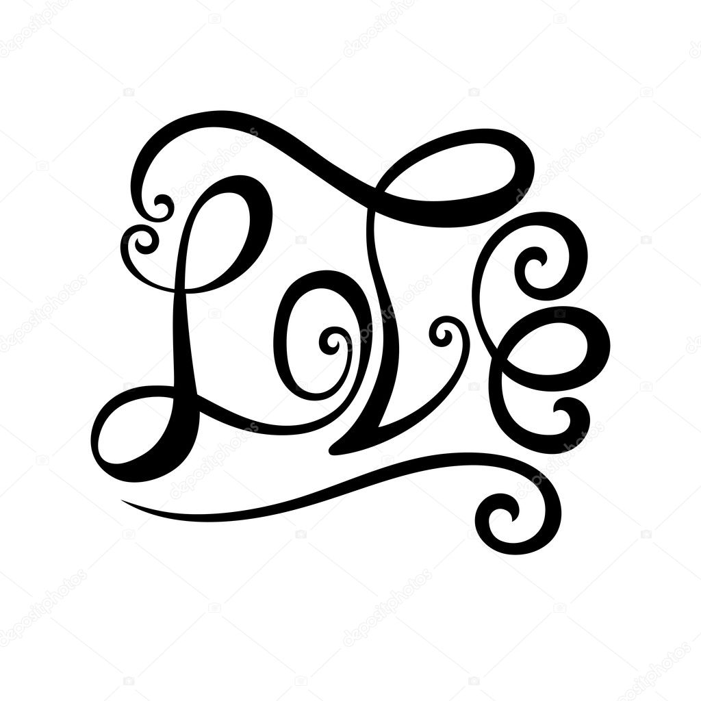 The inscription love for postcards, logos. Vector illustration